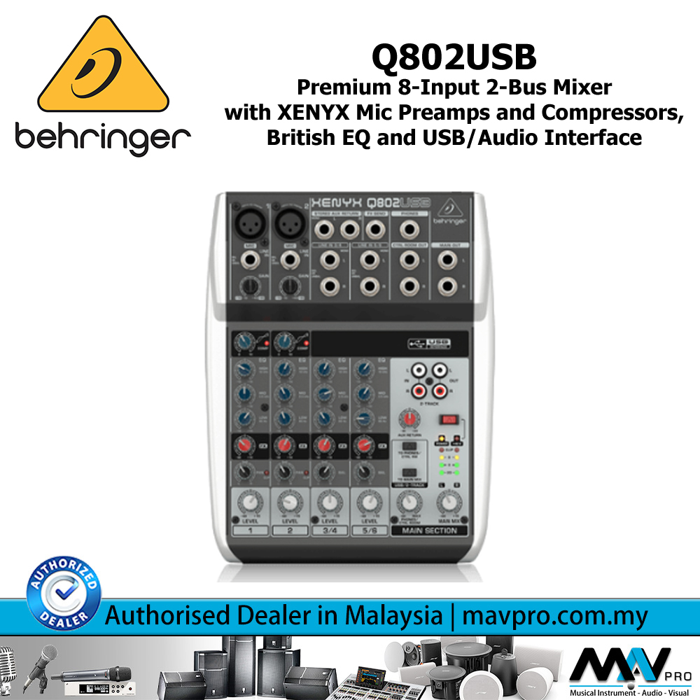 Behringer Q802USB Premium 8Input 2Bus Mixer with XENYX Mic Preamps